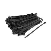 Lon0167 100 Pcs 8mm X 200mm Siyah Naylon Ağ Kablo Bağlama Harfan Kayışı Ayarlanabilir Yeniden Kullanılabilir