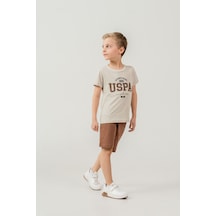 U.s Polo Assn. 2473 Kısa Kol Erkek Çocuk Bermuda Şort Pijama Takımı Bej