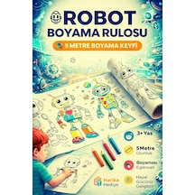 Robotları Boyuyorum Boyama Rulosu 30 Cm X 5 M Çocuklar Için Eğitici Ve Eğlenceli Boyama Kağıdı