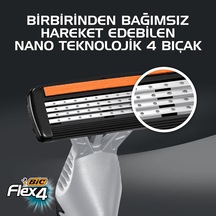 Flex 4 Erkek Tıraş Bıçağı 3'lü Blister 4 Bıçak , Birbirinden Bağımsız Hareket Edebilen 4 Bıçak, Oynar Başlık, Aloe Vera İle Zenginleştirilmiş Kayganlaştırıcı Jel Şerit