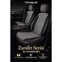 Renault Kangoo Combi 2008-2021 Uyumlu Zerafet Serisi Gri Siyah 5'li Ortopedik Koltuk Minderi