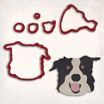 Border Collie Köpek Detay Kurabiye Kalıp Seti 6 Parça KIrmızı