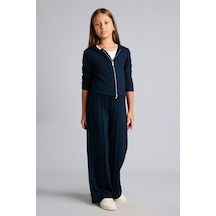Defacto Beli Lastikli Önü Dikişli Wide Leg Modal Eşofman Altı Kız Çocuk I2267a826aunv163 Lacivert-nv163