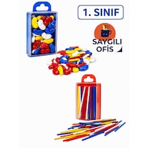 Saygılıofis Sayı Sayma Seti 1 Paket Plastik Sayı Sayma Çubukları Ve Fasülyeleri 1. Sınıflar Için Renkli Çubuk Fasulye