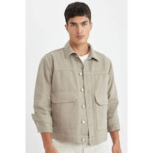 DeFacto %100 Pamuk Slim Fit Dar Kesim Düğmeli Cepli Mevsimlik Baharlık Jean Ceket B8155AX24AUBG700
