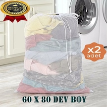 2 Adet Perde Ve Çamaşır Yıkama Filesi 60x80 Battal Boy Beyaz