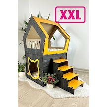 Mavitrend Ahşap Büyük Kedi Evi Xxl Açık Teraslı Model