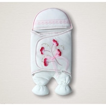 Bebek Kundağı Unisex Bebek Dış Kundak Battaniyesi Uyku Tulumu Hastane Çıkışı Kundak Battaniye Ekru - Pembe
