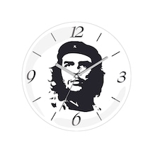 Che Guevara En Çok Satılan Çap 30cm Sessiz Akar Bombeli Gerçek Cam Duvar Saati Siyah