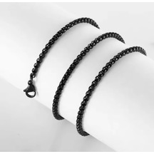 Hg.Aksesuar Erkek 2 Mm Siyah Çelik Kolye 9052