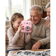 Hd Ekranlı Çocuk Fotoğraf Makinesi Video Kayıt Ve Baskı Kağıdı Kalem Hediyeli - Bayi Depom