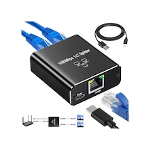 Ethernet Splitter 1 İla 2, Gigabit Ağ Bölücü, Rj45 Lan İnternet Bölücü, Bilgisayar, Anahtar, Yönlendirici, Adsl, Set Üstü Kutu, Dijital Tv Aynı Anda Çalışıyor İçin Laı Splitter