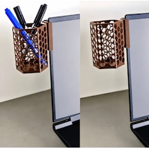 3d Baskı Monitor Kalemlik - Petek Desenli Laptop Kenar Altıgen Kalemlik-kahverengi Çok Renkli