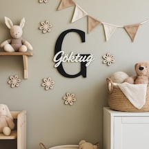 İsme Özel Çocuk ve Bebek Odası Harf Üzeri İsimli Kapı Ve Duvar Kapı Süsü Pano İsimlik - Siyah