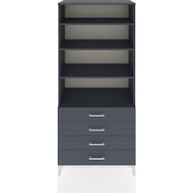Hyperion Dolap 4 Raflı 4 Çekmeceli 88x44x195 Antrasit-antrasit Antrasit