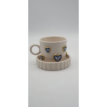Altın Yaldız Çok Kalpli Nazar Fincan Mug