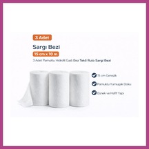 Gees Global Sargı Bezi 15 Cm X 10 M 3 Adet Pamuklu Hidrofil Gazlı Bez Rulo Sargı Bezi Seti Gbzs