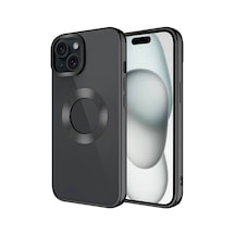 Makstechnology İphone 15 Uyumlu Tek Kamera Çerçeveli Logo Gösteren Omega Kılıf-siyah Siyah