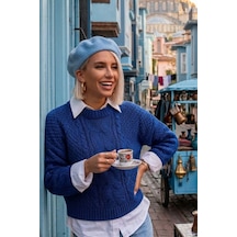 Ritagarcia Vintage Tarz Kadın Fransız Keçe Ressam Bere Bebek Mavisi