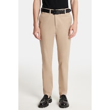 Tudors Erkek Regular Fit Chino Esnek Yandan Cepli Önü Fermuarlı Pamuklu Dokulu Bej Pantolon-34528 Bej