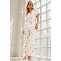 Norcia Sports Kadın Genç Loose İpliği Boyalı Kırık Beyaz Pijama Takımı Çok Renkli - 929323133 Çok Renkli - 929323133 Çok Renkli