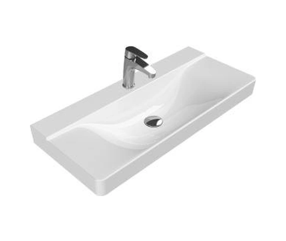 Turkuaz Yeni Mona Etajer Uyumlu Lavabo 100 45 Cm Beyaz