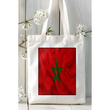 Art Hediye Fas Morocco Bayrak Baskılı Omuz Çanta Kişiye Özel Model Çok Renkli