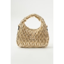 Elizan Nakışlı Modern Tasarım Altın Gold Çapraz Kadın Çantası Siyah