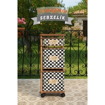 Ahşap Sebzelik Geleneksel Tasarım Kare 2 X 7 Lt + 3 Lt Kapasiteli Dama Desenli Diğer