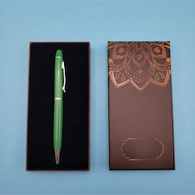 Mandala Desenli Kutulu Yeşil Touchpen Tükenmez Kalem Renkli