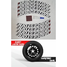 Bridgestone Motorsiklet Lastik Yazısı 2.5 Cm 8 Adet Tutkal Beyaz Lastik Yanağı Sticker Arma