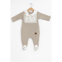 Carmin Baby Bebe Yaka Dantel Detaylı Tulum Kahverengi