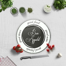 Decorita Cam Kesme Tahtası | Good Food - Siyah Fon | Çap 32cm