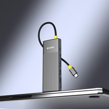 Sw-u712 10 İn 1 Gri Metal 2xhdmı 4k 60hz, 100w Pd, Rj45 Gigabit, 3xusb-a, 1xtype-c Data, Sd/tf Type C Hub Adaptör