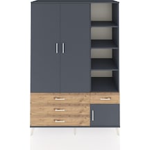 Hyperion Dolap 5 Raflı 4 Çekmeceli Tek Askılı 132x44x195 Antrasit-antrasit/çam Antrasıt/atlas Çam
