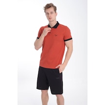 Maraton Sportswear Regular Erkek Polo Yaka Kısa Kol Basic Kiremit T-Shirt 20931-Kiremit
