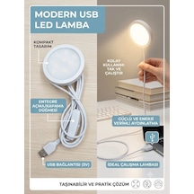 Usb Li 5v İle Çalışan 3000k Günışığı Yuvarlak Beyaz Kasa Kablolu Anahtarlı Taşınabilir Dekoratif Lam