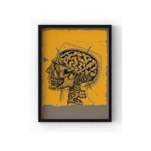 Siyah Ahşap Çerçeveli Anatomy Tablo Vintage Beyin Poster Ev Dekoru Siyah Çerçeveli 21 X 30 -
