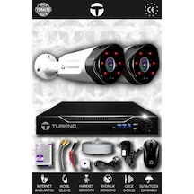 Turkno 2 Kameralı Galia 2 Dış Kamera Set HDD'siz Full HD Gece Görüşlü Güvenlik Kamerası Sistemi