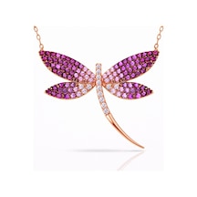 925 Ayar Gümüş Rose Altın Kaplama Kaplama Kaplama Yusufçuk Kadın Kolye Özel Tasarım Rose Gold