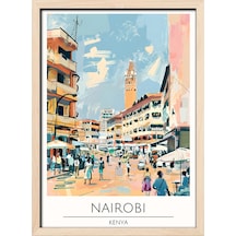 Nairobi Cityscape Travel Poster Ahşap Çerçeveli Dekoratif Duvar Tablosu