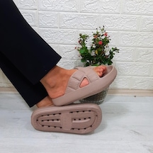 Akınalbella 408 Camel Renk Çapraz Eva Hafif Rahat Kadın Terlik 001