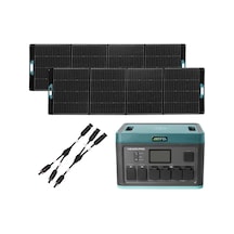 Antfea H2400 Pro Taşınabilir Güç Kaynağı + 2 Adet 300w Taşınabilir Güneş Paneli + Güneş Paneli Paralelleme Kablosu 2.4 Kw / 1.8 Kwh / 600 W