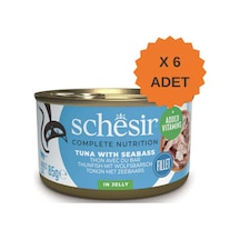 Schesir Jelly Ton Balığı Ve Levrek Jöle İçinde Yetişkin Kedi Konservesi 85gr X 6 Adet