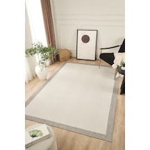 Sisalux 3086 Beyaz Gri Sisal Dokuma Jüt Kilim Hav Toz Vermez Halı Salon Mutfak Oturma Odası Halısı Beyaz - Gri