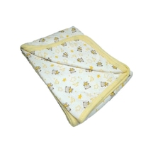 Vavbaby Ayıcık Desenli Bebek Tek Kat Kapitone Battaniye Kundak 80x90 Cm Sarı