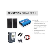 Sensation Solar Set Paket 1 Karavan,bağ Evi Monokristal Güneş Paneli-mppt-inverter Tam Sinüs Şarjlı