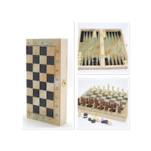 4 Adet Ahşap Satranç Ve Tavla Seti 34 X 17 Cm Oyun Tahtası, Chess & Backgammon, Model Alk4238