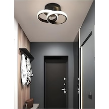 Lena Modern Tasarım Siyah Renk Salon Mutfak Hol Beyaz Ledli 2 Li Led Avize Siyah