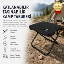 Katlanabilir Taşınabilir Kamp Taburesi,hafif, Dayanıklı Ve Fermuarlı Saklama Bölmeli Outdoor-1710 Siyah